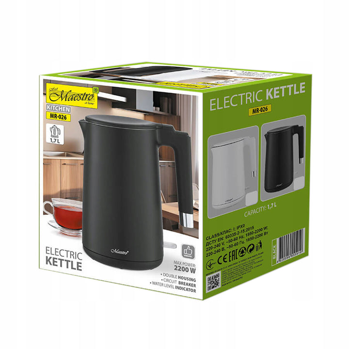 Chaleira Elétrica Maestro, 1800 W, 1,7 L, Preta, MR-026