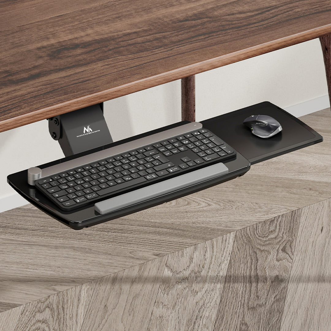 Maclean MC-156 B Soporte de teclado bajo escritorio, ajustable, máx. 5kg, negro