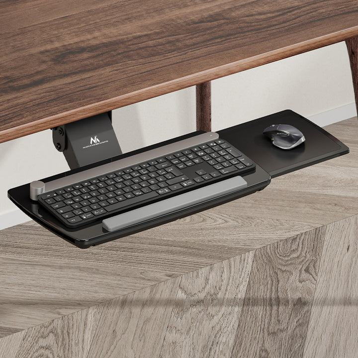 Maclean MC-156 B Soporte de teclado bajo escritorio, ajustable, máx. 5kg, negro