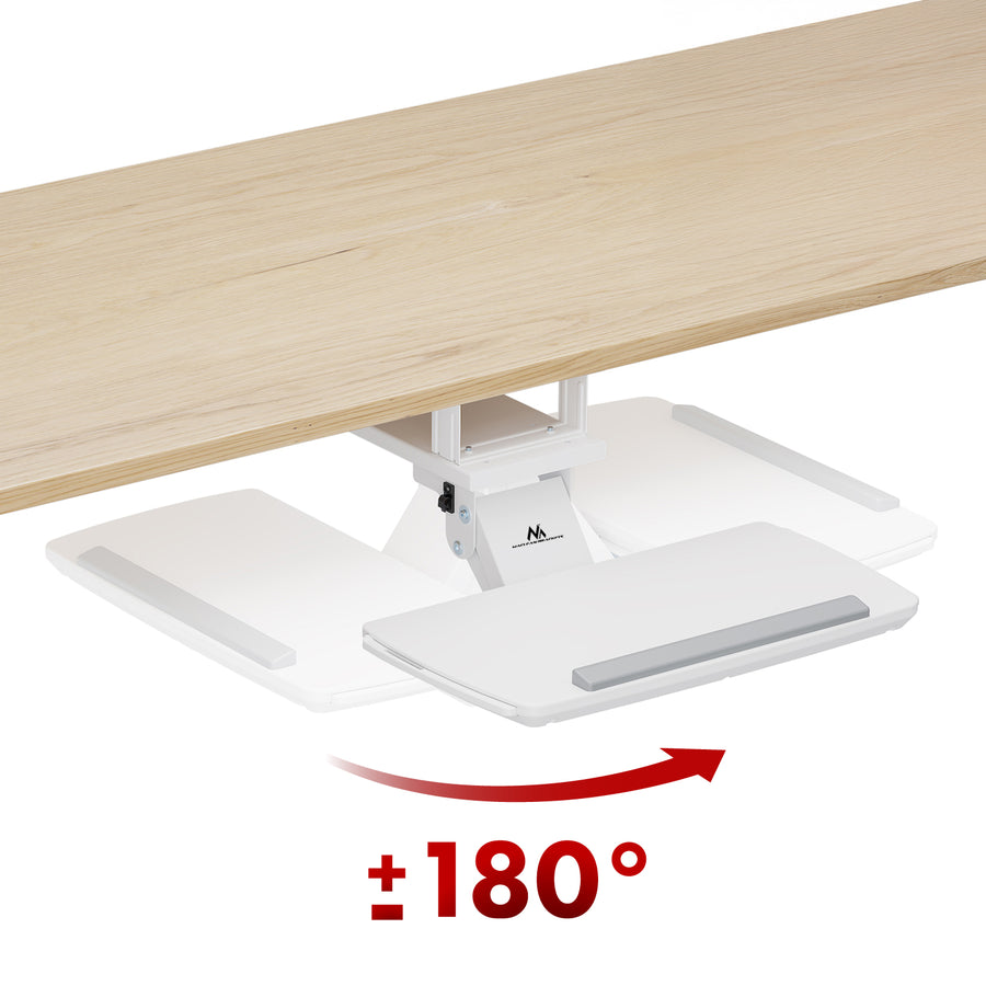 Suporte para teclado Maclean sob a secretária, ajustável, máx. 5 kg, branco, MC-156 W