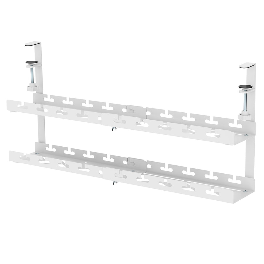 Maclean organizador de cables bajo escritorio, carga máx. 5kg, máx. 728mm, 2 niveles, blanco, MC-102 W 728mm, 2 niveles, blanco, MC-102 W