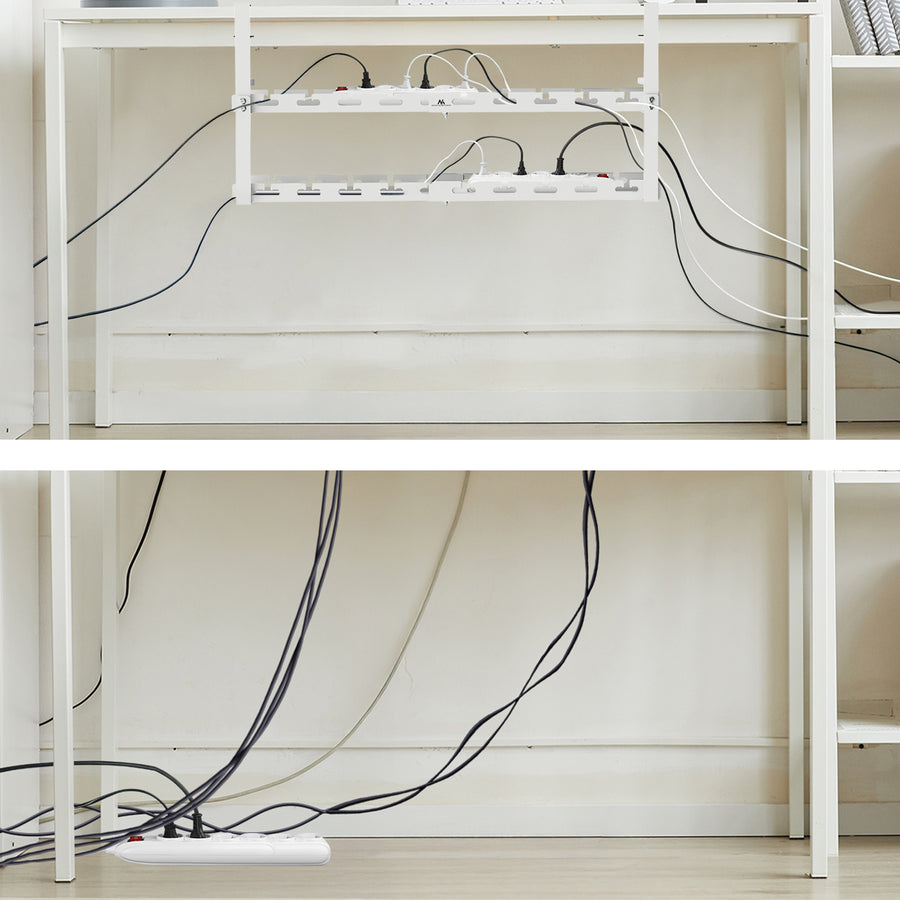 Maclean organizador de cables bajo escritorio, carga máx. 5kg, máx. 728mm, 2 niveles, blanco, MC-102 W 728mm, 2 niveles, blanco, MC-102 W