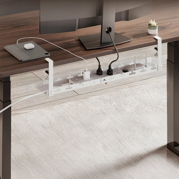 Organizador de cabos Maclean para secretária, carga máxima de 5 kg, comprimento máximo de 728 mm, 2 camadas, branco, MC-102 W 728 mm, 2 camadas, branco, MC-102 W