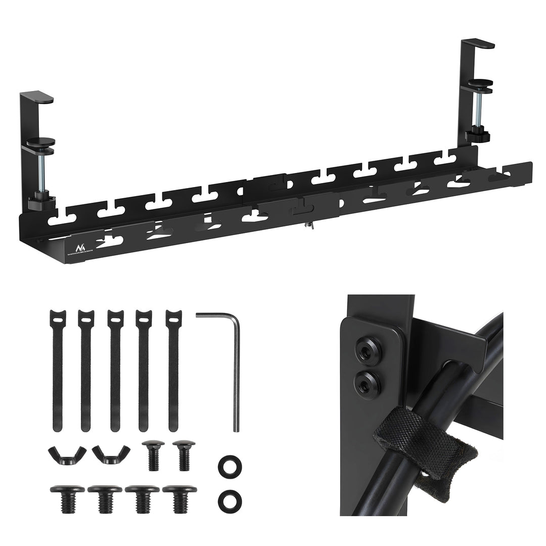 Organizador de cabos por baixo da mesa Maclean, carga máxima de 5 kg, comprimento máximo de 728 mm, preto, MC-103 B 728 mm, preto, MC-103 B