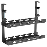 Maclean MC-104 B Organizador de cables bajo escritorio, carga máx. 5 kg, 2 niveles, negro
