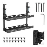 Maclean MC-104 B Organizador de cables bajo escritorio, carga máx. 5 kg, 2 niveles, negro