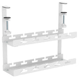 Maclean MC-104 W Organizador de cables bajo escritorio, carga máx. 5 kg, 2 niveles, blanco