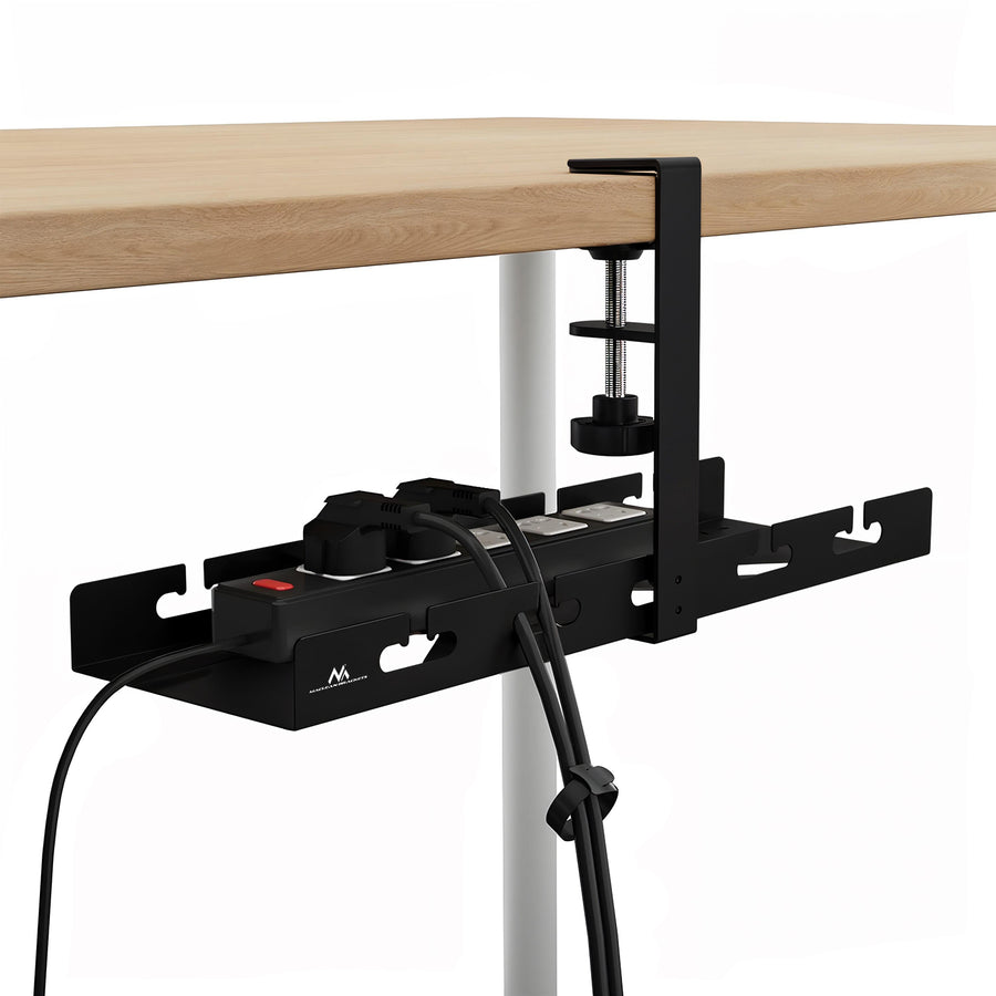 Maclean MC-105 B Organizador de cables bajo escritorio, carga máx. 5 kg, negro
