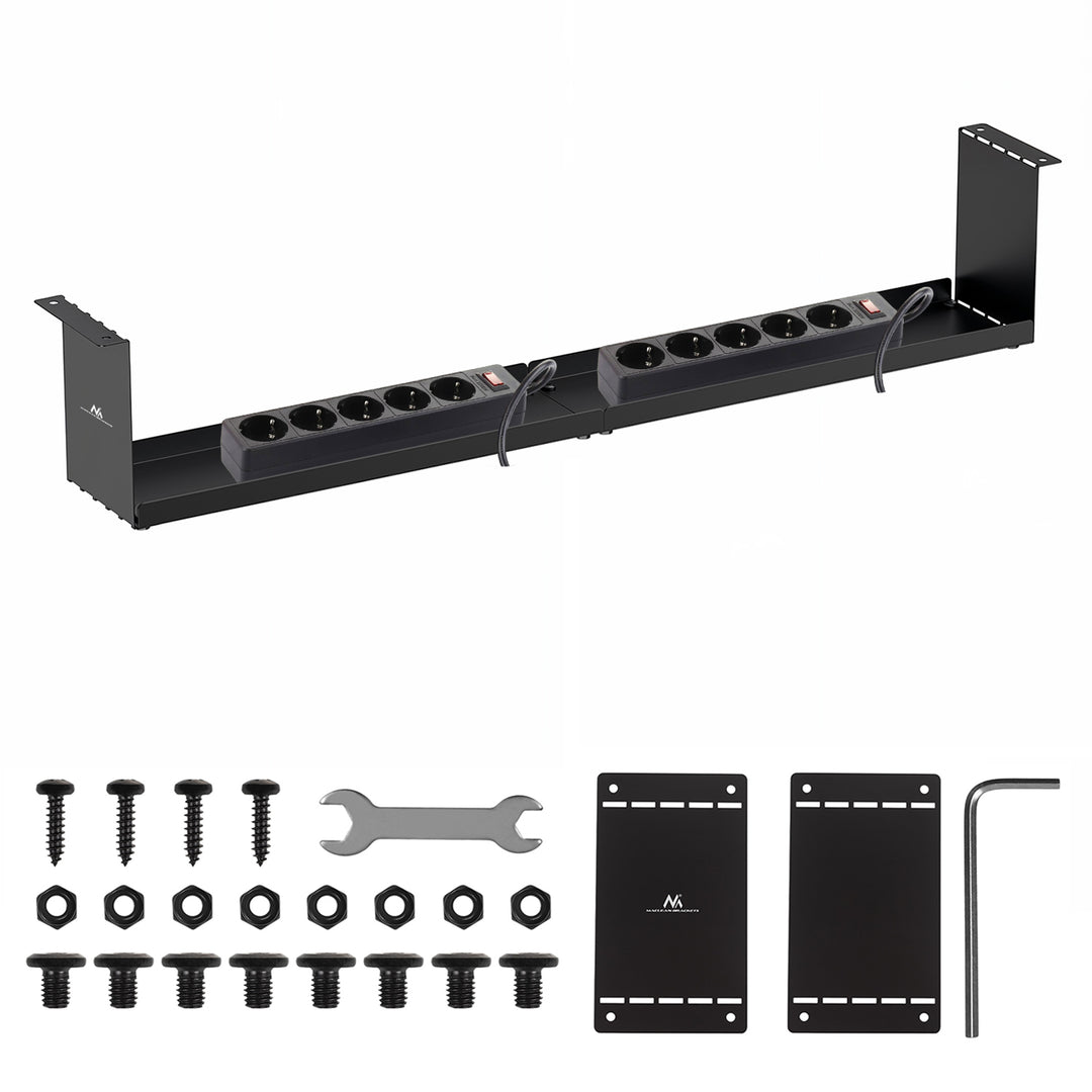 Maclean MC-107 B Organizador de cables compacto bajo escritorio, carga máx. 5 kg, negro