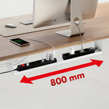 Maclean MC-107 W Organizador de cables compacto bajo escritorio, carga máx. 5 kg, blanco