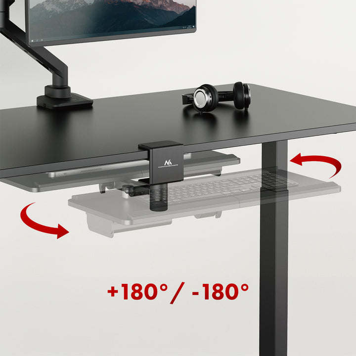 Maclean MC-108 B Soporte para teclado bajo escritorio, carga máx. 5 kg, ajustable horizontal y verticalmente, negro