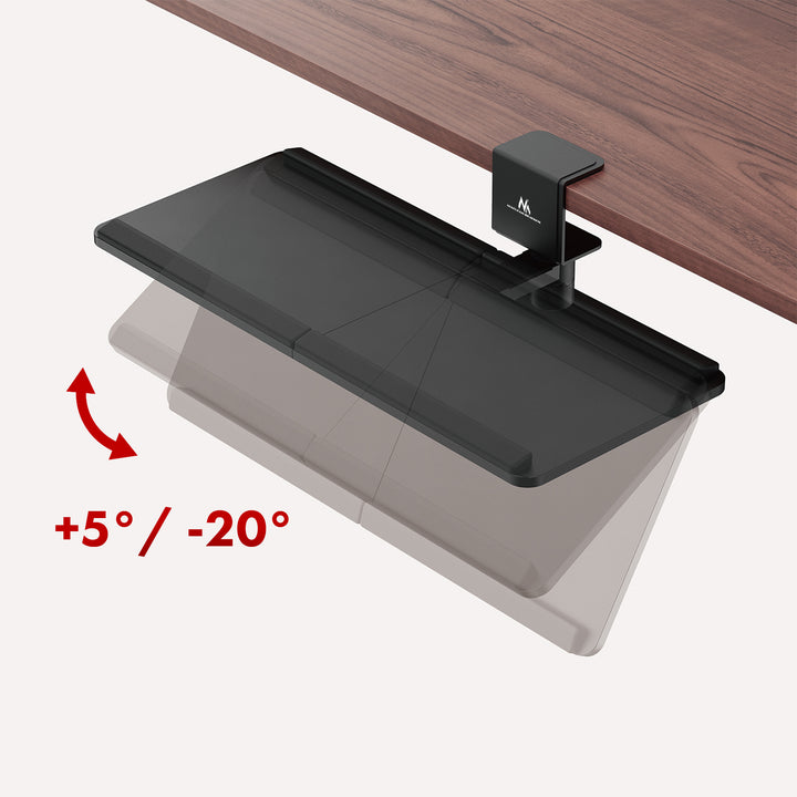 Maclean MC-108 B Soporte para teclado bajo escritorio, carga máx. 5 kg, ajustable horizontal y verticalmente, negro