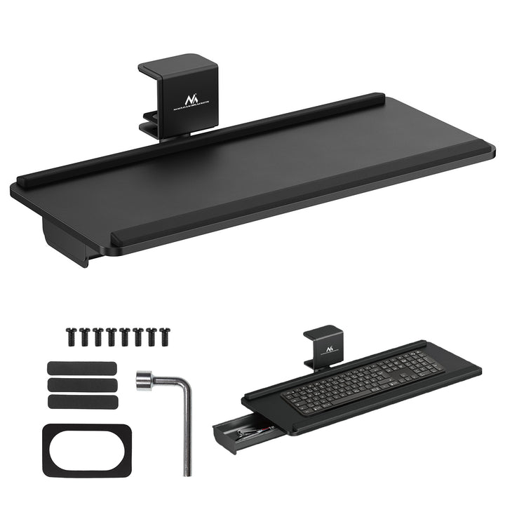 Maclean MC-108 B Soporte para teclado bajo escritorio, carga máx. 5 kg, ajustable horizontal y verticalmente, negro