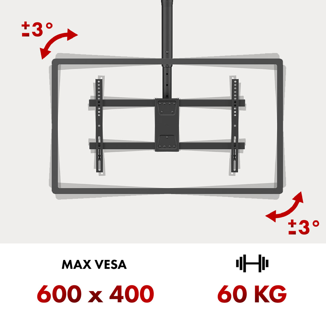 Suporte de tejadilho para TV Maclean, carga máxima de 60 kg, 43-86", VESA máx. 600x400, MC-112 B