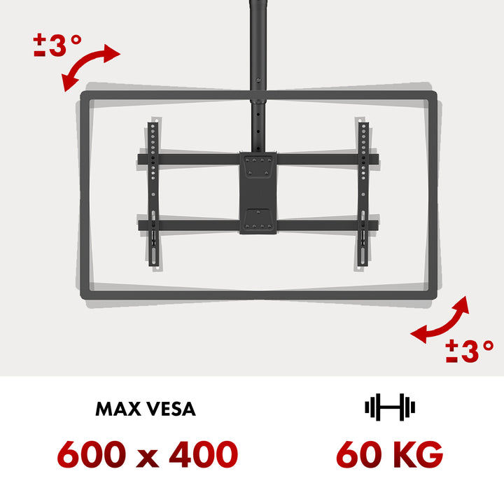 Suporte de tejadilho para TV Maclean, carga máxima de 60 kg, 43-86", VESA máx. 600x400, MC-112 B