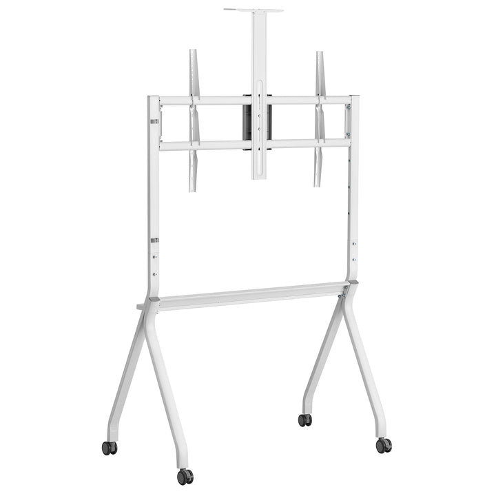 Maclean MC-114 W Soporte de TV / carro, estante de cámara, sobre ruedas, 55-100", carga máx. 120kg/10kg estante, máx. VESA 900x600, blanco