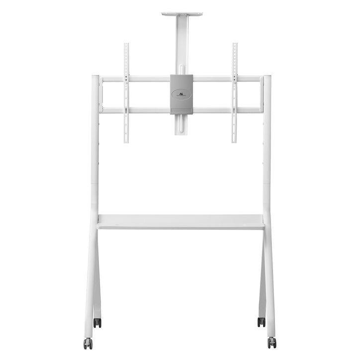 Maclean MC-114 W Soporte de TV / carro, estante de cámara, sobre ruedas, 55-100", carga máx. 120kg/10kg estante, máx. VESA 900x600, blanco