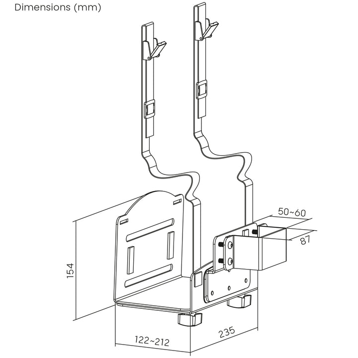 Soporte para CPU Maclean, alcance 122-212mm, carga máx. 10kg, blanco, MC-116 W