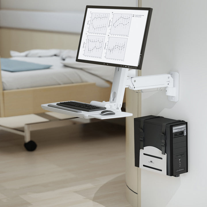 Soporte para CPU Maclean, alcance 122-212mm, carga máx. 10kg, blanco, MC-116 W