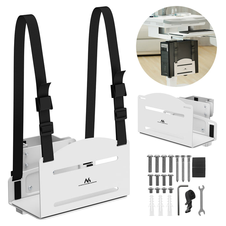 Soporte para CPU Maclean, alcance 122-212mm, carga máx. 10kg, blanco, MC-116 W