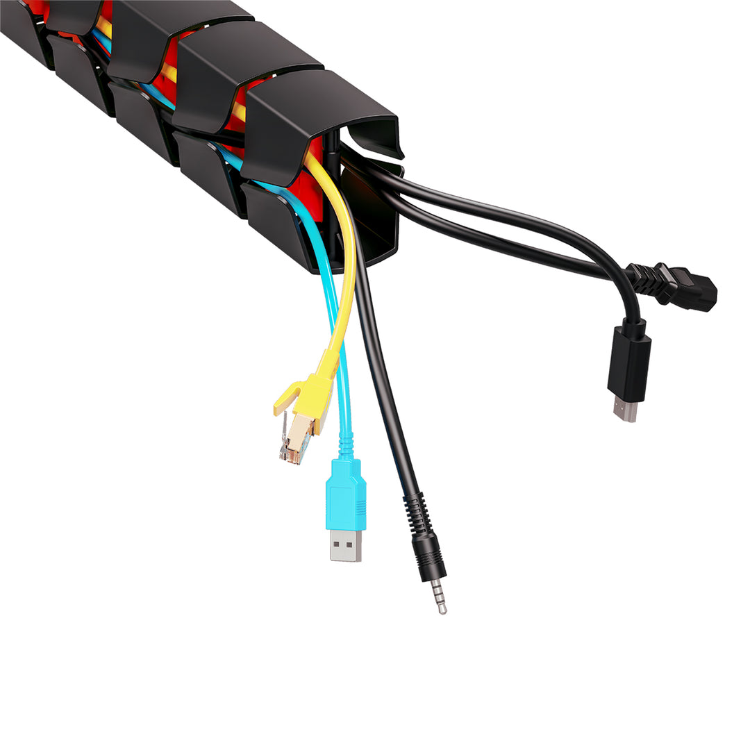 Organizador de cabos de mesa/bastidor de cabos Nano RS, 1345 mm, preto e vermelho, RS125