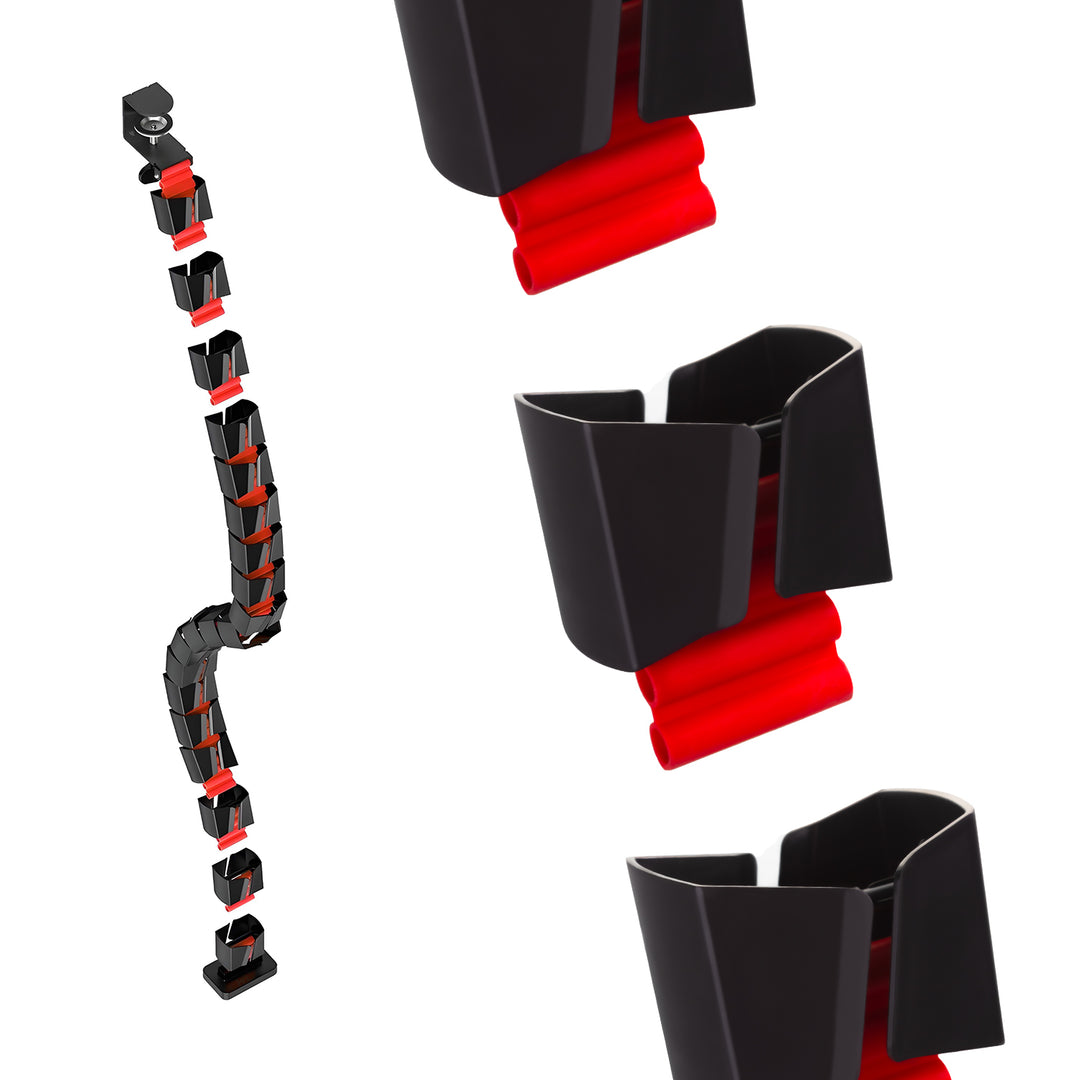 Organizador de cabos de mesa/bastidor de cabos Nano RS, 1345 mm, preto e vermelho, RS125