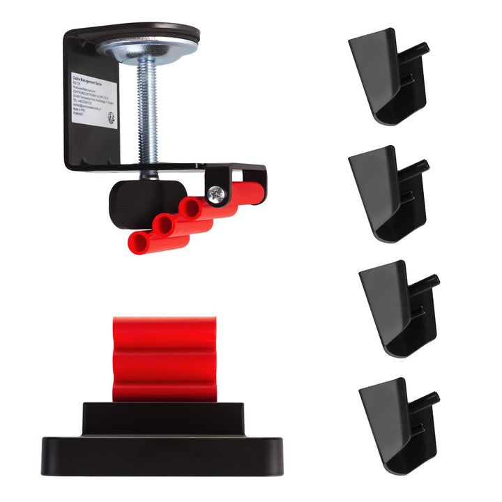 Organizador de cabos de mesa/bastidor de cabos Nano RS, 1345 mm, preto e vermelho, RS125