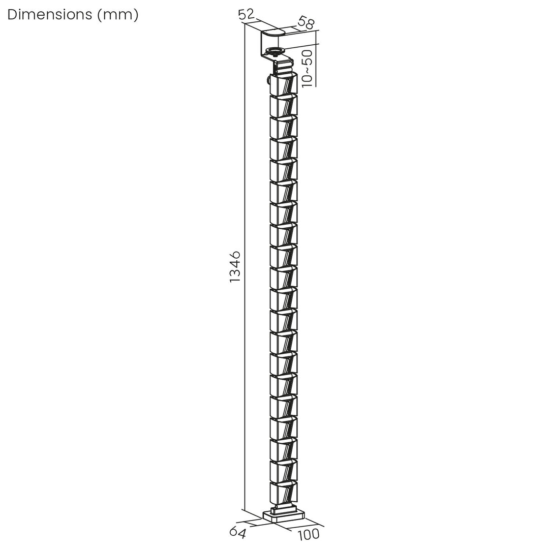 Organizador de cabos de mesa/bastidor de cabos Nano RS, 1345 mm, preto e vermelho, RS125