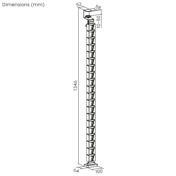 Organizador de cabos de mesa/bastidor de cabos Nano RS, 1345 mm, preto e vermelho, RS125