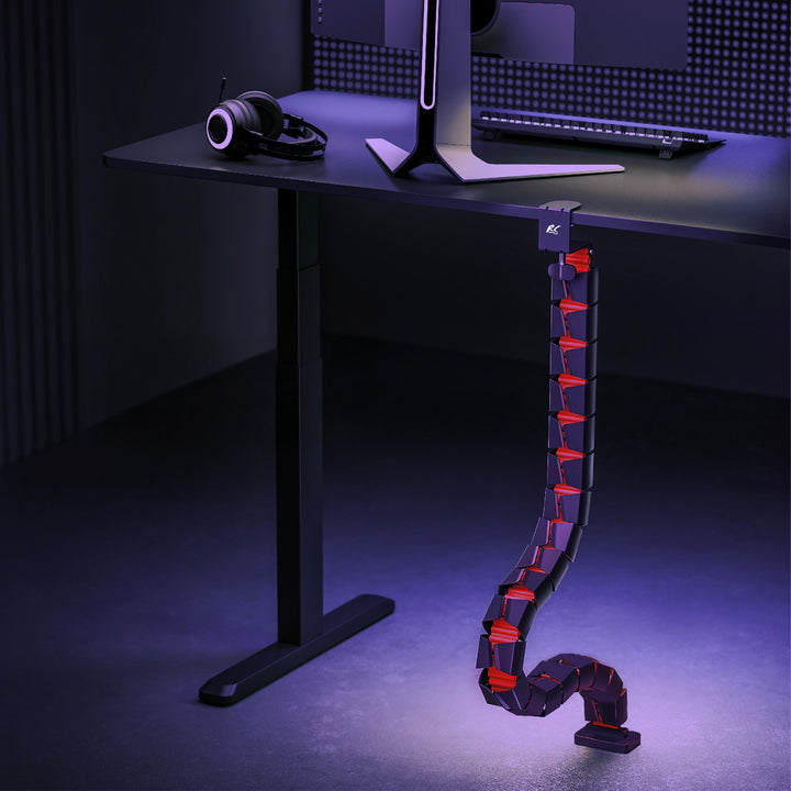 Organizador de cabos de mesa/bastidor de cabos Nano RS, 1345 mm, preto e vermelho, RS125