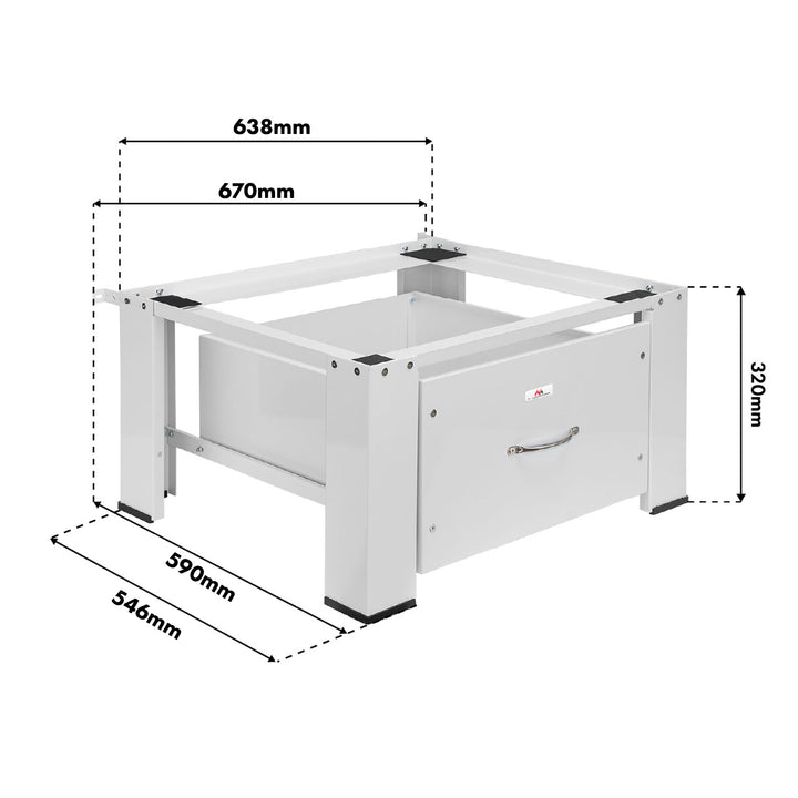 Base para máquina de lavar/secar roupa Maclean com gaveta, carga máxima de 150 kg, branca, MC-117 W