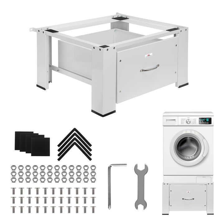 Base para máquina de lavar/secar roupa Maclean com gaveta, carga máxima de 150 kg, branca, MC-117 W