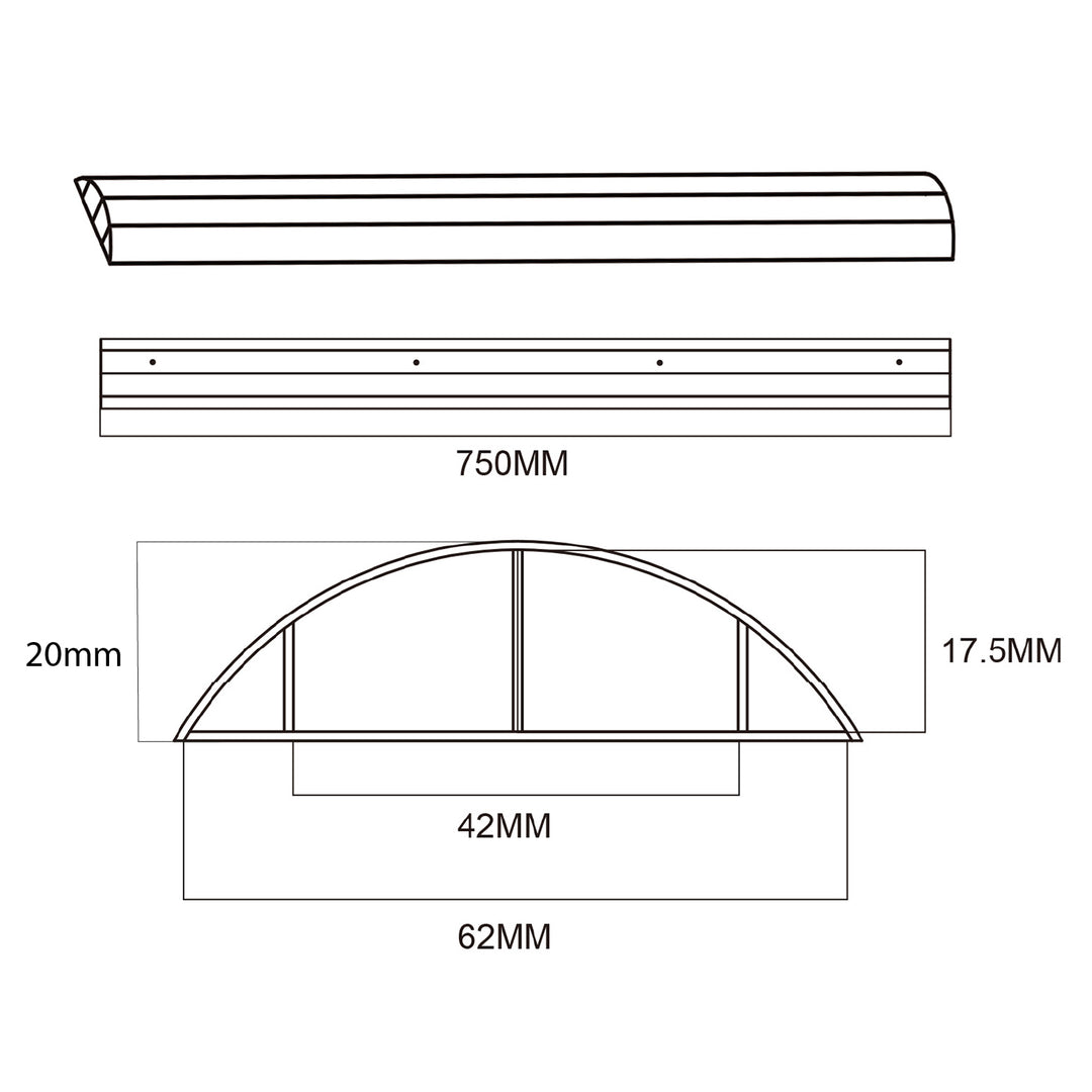 Cubrecables de aluminio Maclean, 62x20x750mm, negro, MC-814 B