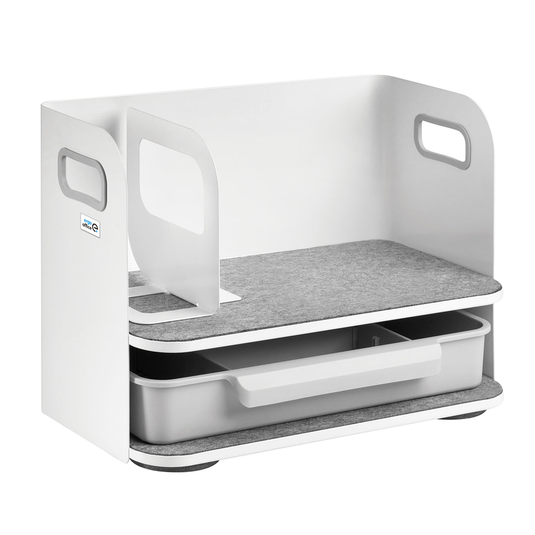 Ergo Office Organizador de escritorio con cajón, blanco, max. 10kg, ER-440 + Organizador de escritorio para utensilios ER-442