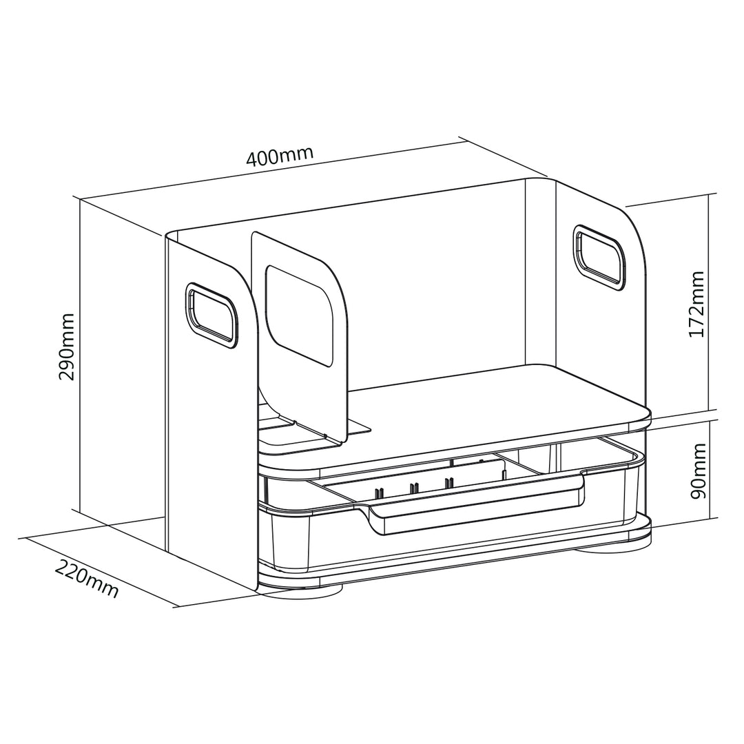Ergo Office Organizador de escritorio con cajón, blanco, max. 10kg, ER-440 + Organizador de escritorio para utensilios ER-442