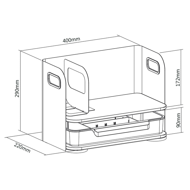 Ergo Office Organizador de escritorio con cajón, blanco, max. 10kg, ER-440 + Organizador de escritorio para utensilios ER-442