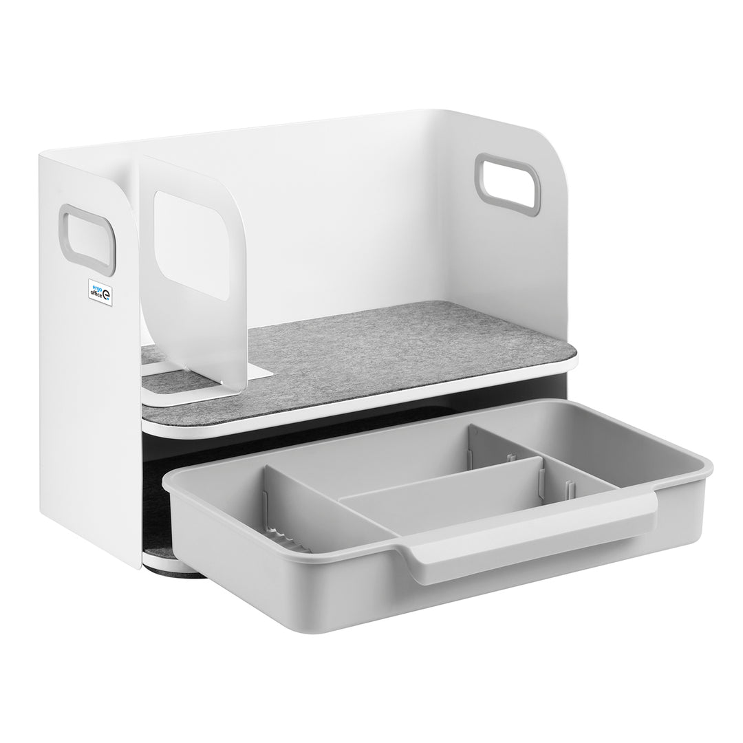 Ergo Office Organizador de escritorio con cajón, blanco, max. 10kg, ER-440 + Organizador de escritorio para utensilios ER-442