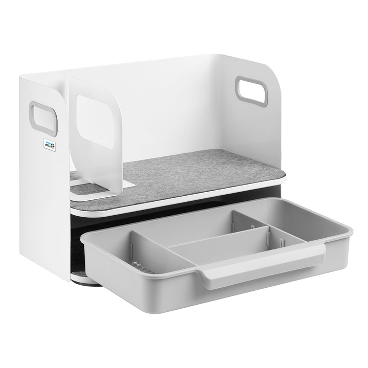 Ergo Office Organizador de escritorio con cajón, blanco, max. 10kg, ER-440 + Organizador de escritorio para utensilios ER-442