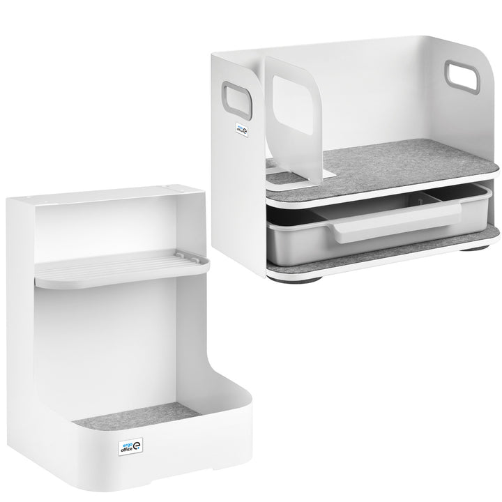 Ergo Office Organizador de escritorio con cajón, blanco, max. 10kg, ER-440 + Organizador de escritorio para utensilios ER-442
