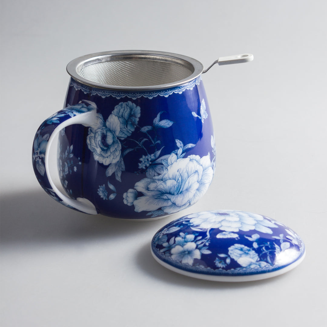 Chávena de chá de porcelana elegante Queen Isabell, chávena de porcelana com filtro, 450 ml