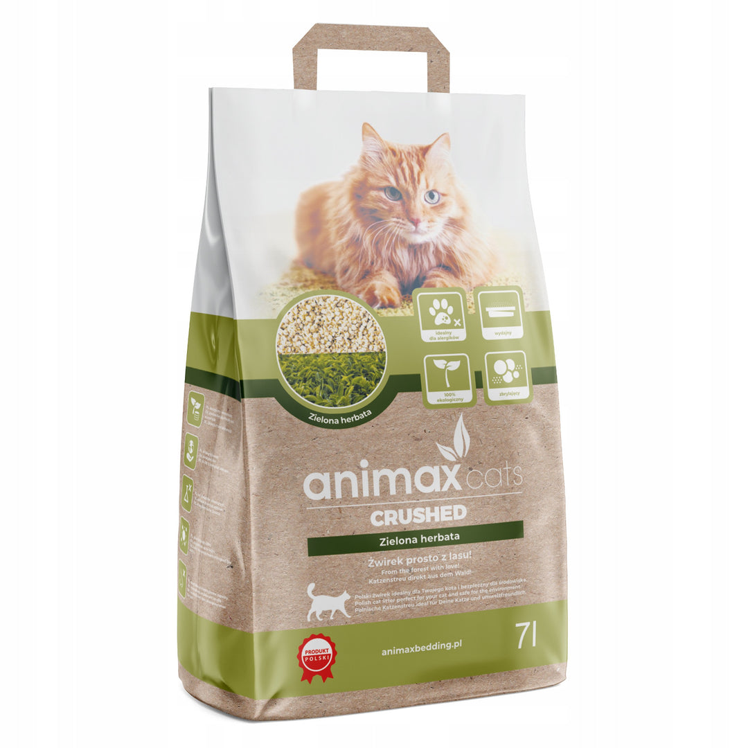 Cama aglomerante, chá verde, triturado, 7 litros, Animax