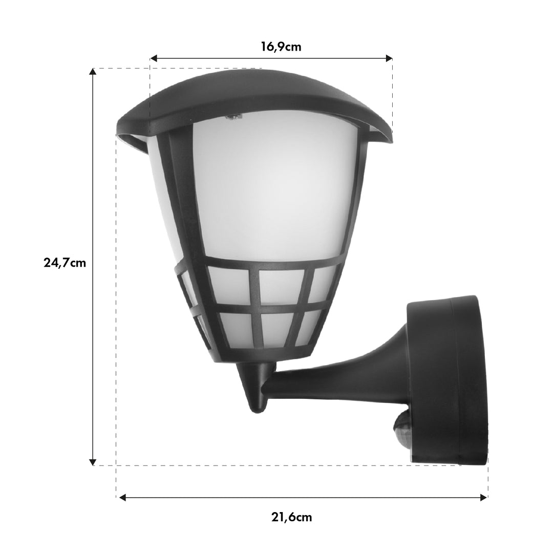 Maclean MCE518 B Aplique 1xE27 con sensor, sensor de infrarrojos, carga máx. 60W, IP65, negro + Maclean Energy MCE268 WW Bombilla de filamento LED E27, 8W 230V blanco cálido 3000K 1055lm retro edison decorativa