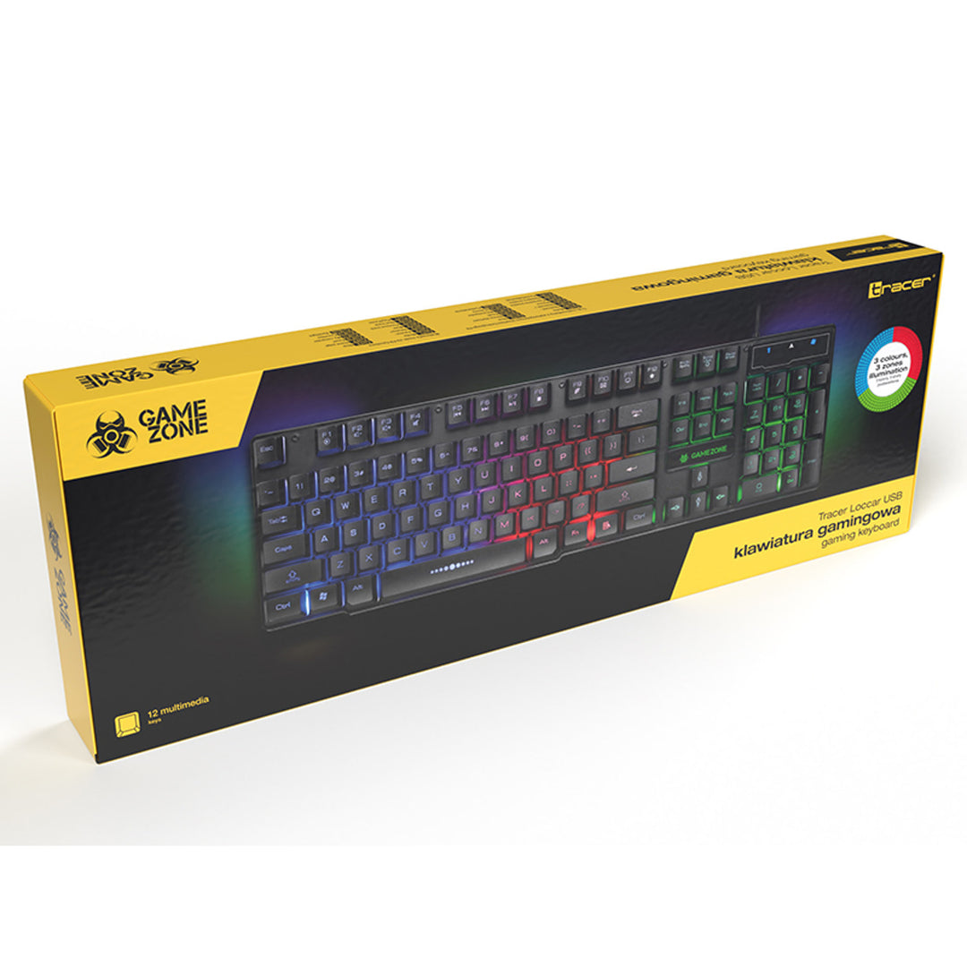 Teclado para juegos Tracer, retroiluminación LED, USB, GAMEZONE LoCCar