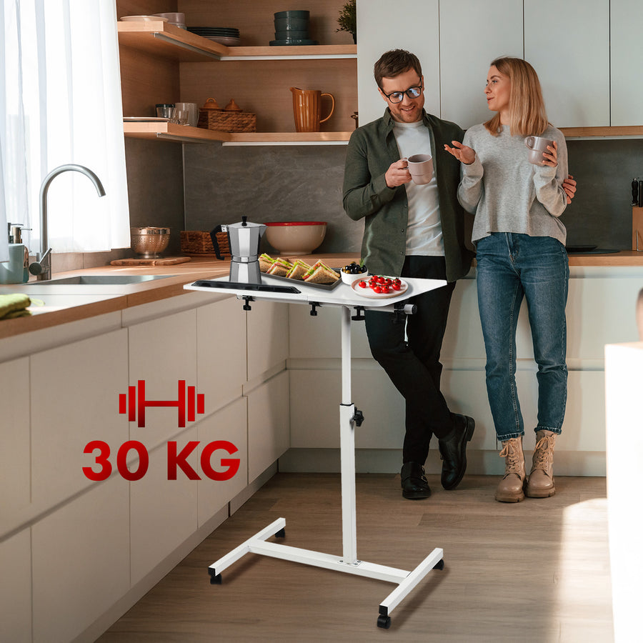 Maclean MC-121 W Soporte móvil para escritorio/portátil, regulable en altura 59-89cm, max. 30kg, blanco