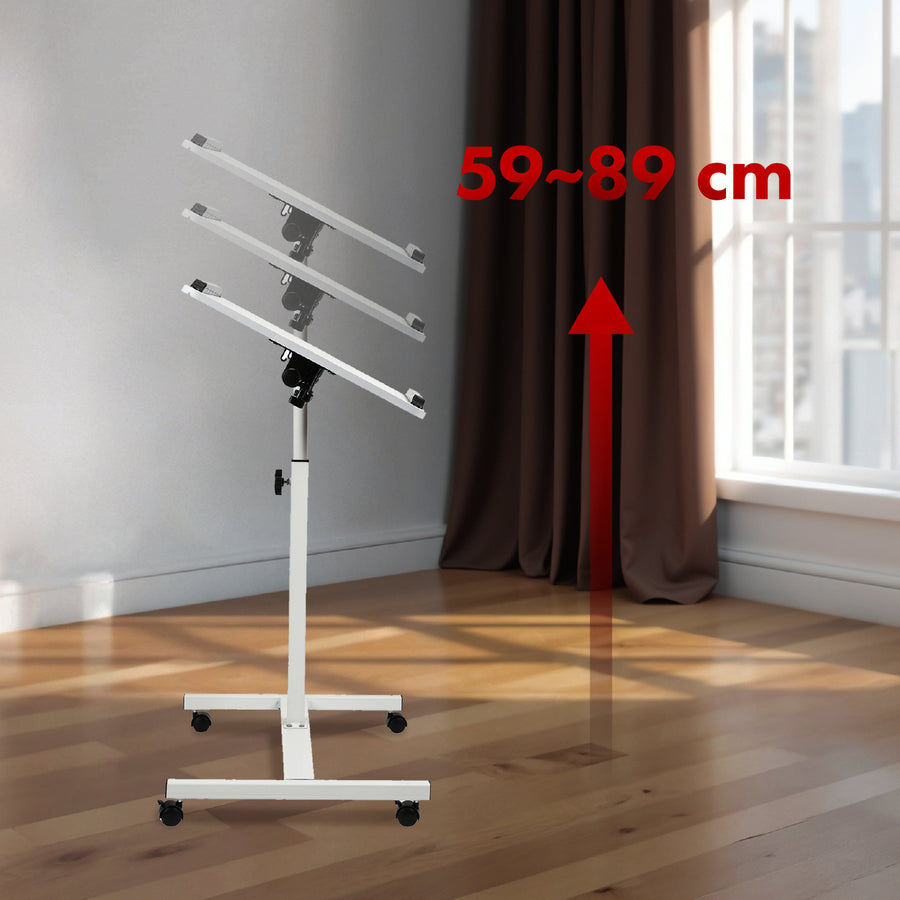 Maclean MC-121 W Soporte móvil para escritorio/portátil, regulable en altura 59-89cm, max. 30kg, blanco