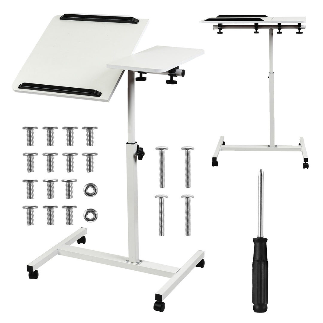 Suporte móvel para secretária/portátil Maclean MC-121 W, altura regulável de 59 a 89 cm, máx. 30 kg, branco