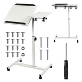 Maclean MC-121 W Soporte móvil para escritorio/portátil, regulable en altura 59-89cm, max. 30kg, blanco