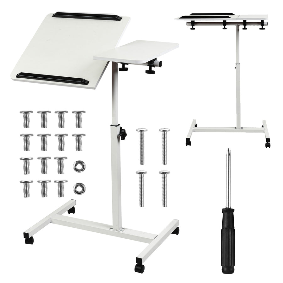 Maclean MC-121 W Soporte móvil para escritorio/portátil, regulable en altura 59-89cm, max. 30kg, blanco