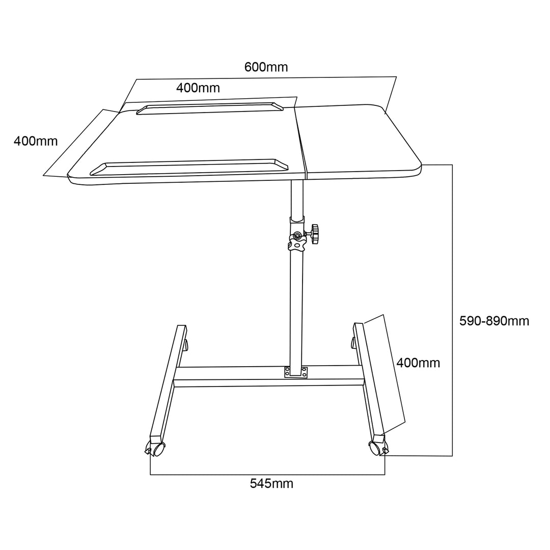 Suporte móvel para secretária/portátil Maclean MC-121 B, altura regulável de 59 a 89 cm, máx. 30 kg, preto