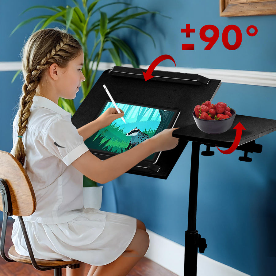 Maclean MC-121 B Soporte móvil para escritorio/portátil, regulable en altura 59-89cm, max. 30kg, negro